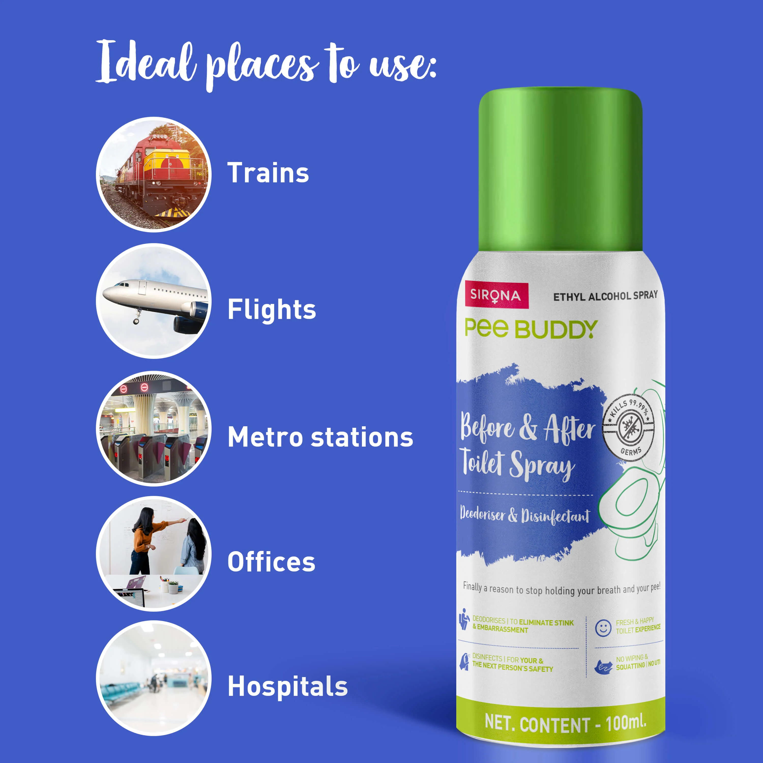 PeeBuddy Before & After Toilet Sanitizer Spray Trio - 100 ml - Image 5