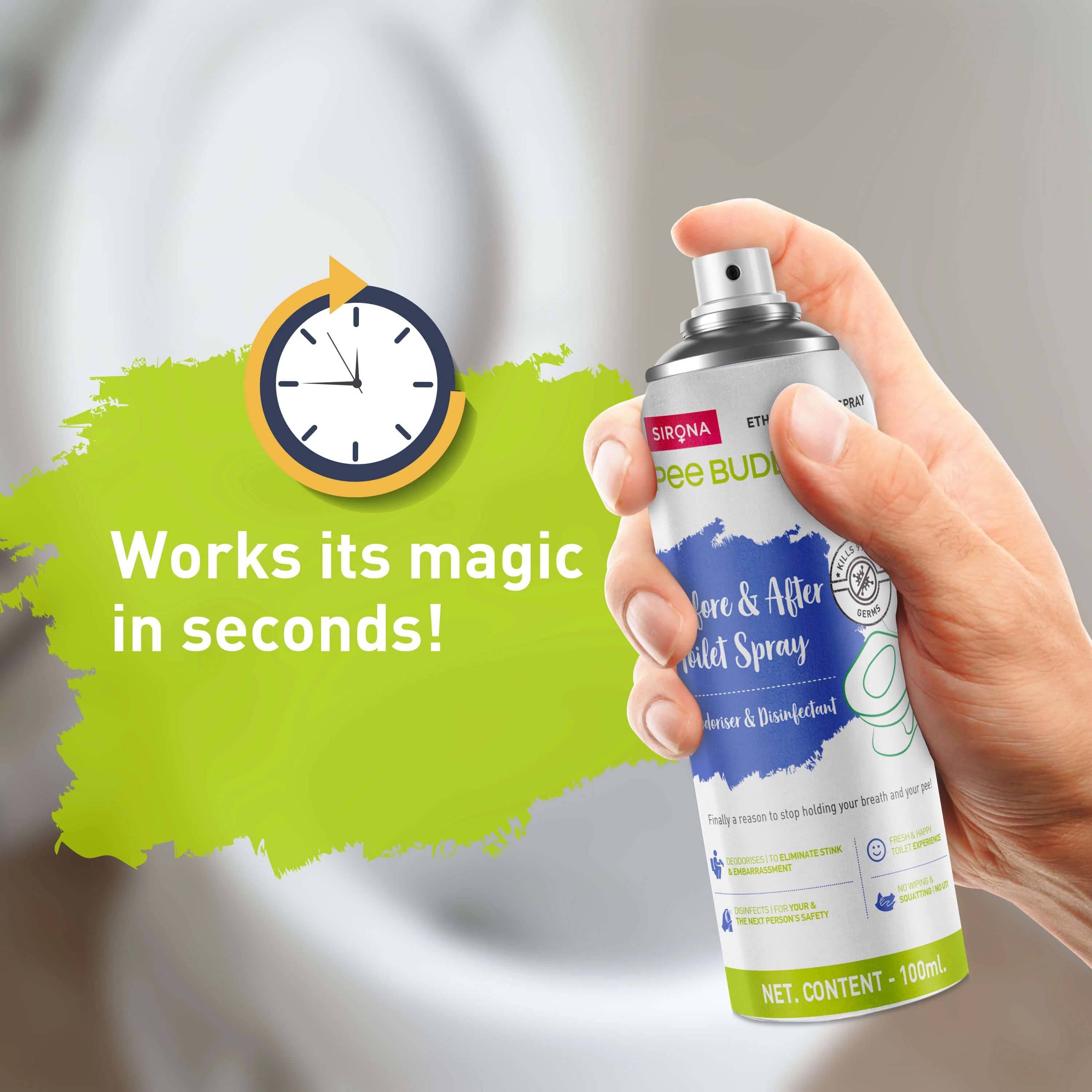 PeeBuddy Before & After Toilet Sanitizer Spray Trio - 100 ml - Image 6