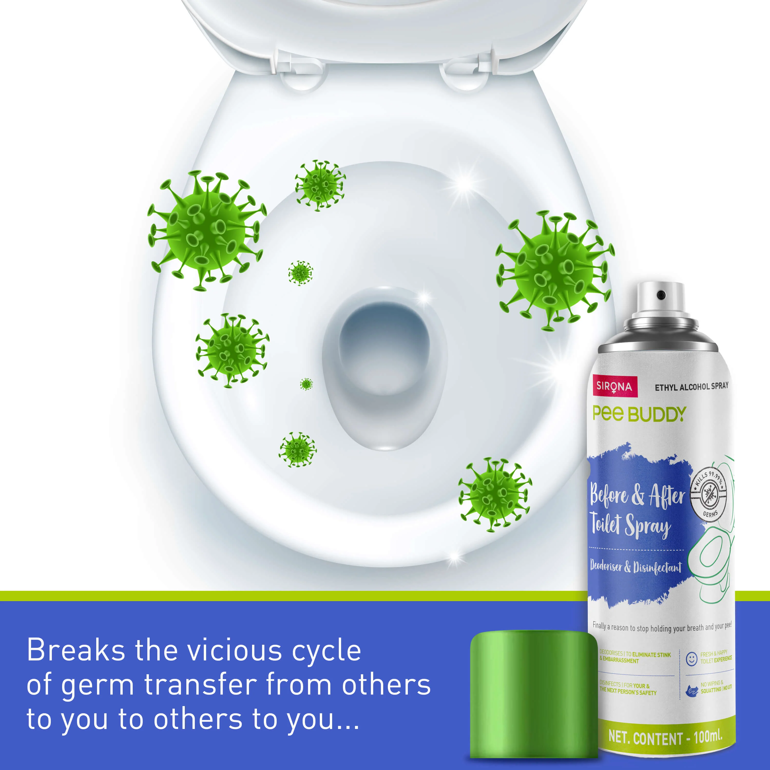 PeeBuddy Before & After Toilet Sanitizer Spray Trio - 100 ml - Image 8