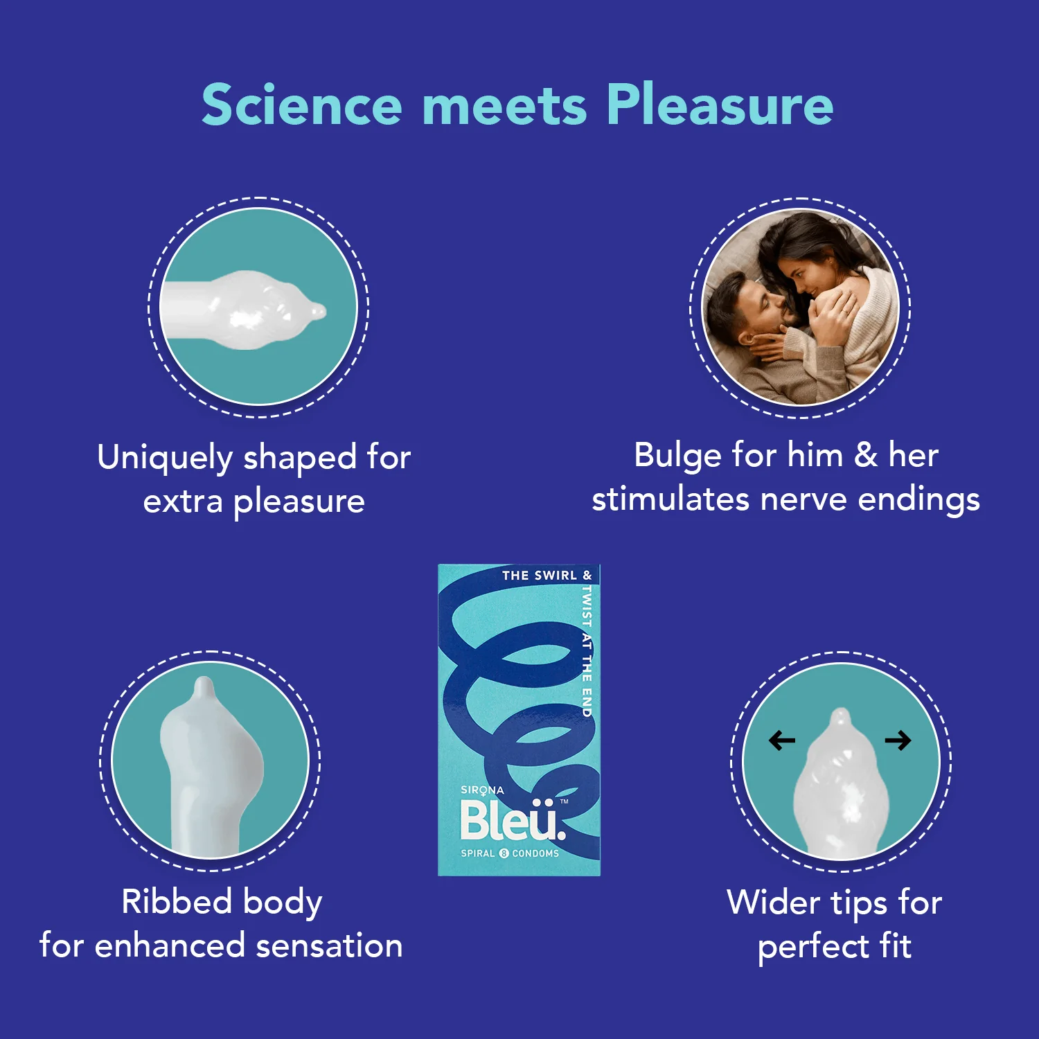 Bleu Spiral Vegan Condoms (1 Pack of 8) - Image 4